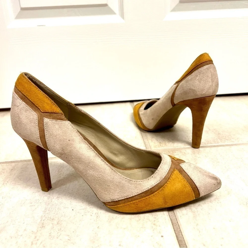 Rialto Womens Morgana Retro suede Pointed Toe Classic Pumps Size 9M patched